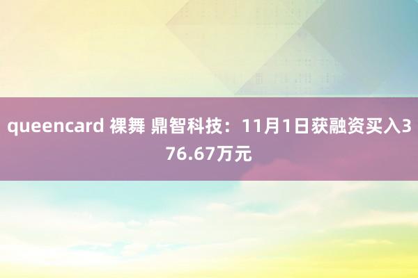 queencard 裸舞 鼎智科技：11月1日获融资买入376.67万元