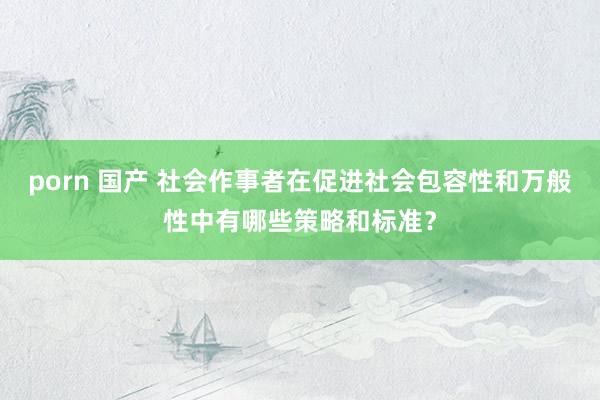 porn 国产 社会作事者在促进社会包容性和万般性中有哪些策略和标准？