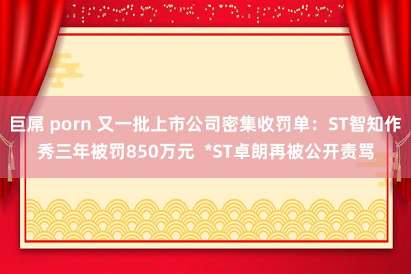 巨屌 porn 又一批上市公司密集收罚单：ST智知作秀三年被罚850万元  *ST卓朗再被公开责骂