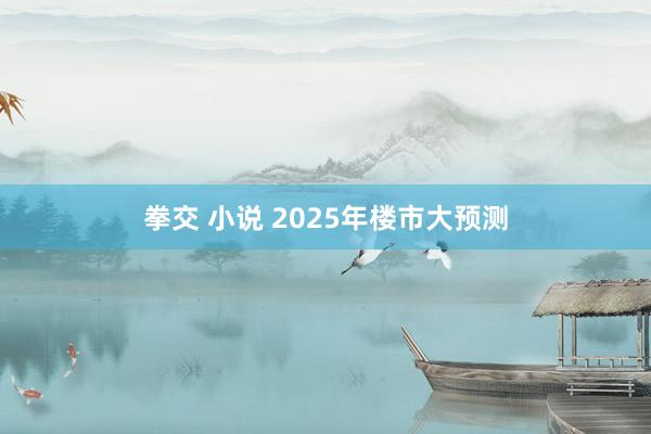 拳交 小说 2025年楼市大预测