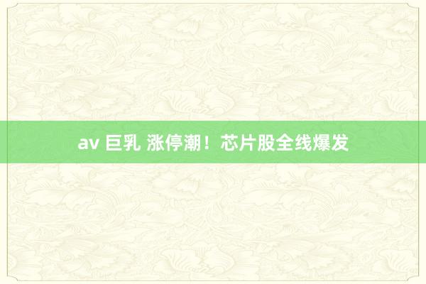av 巨乳 涨停潮！芯片股全线爆发