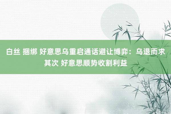 白丝 捆绑 好意思乌重启通话避让博弈：乌退而求其次 好意思顺势收割利益
