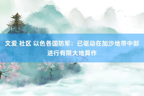 文爱 社区 以色各国防军：已驱动在加沙地带中部进行有限大地算作