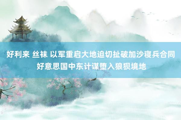 好利来 丝袜 以军重启大地迫切扯破加沙寝兵合同 好意思国中东计谋堕入狼狈境地
