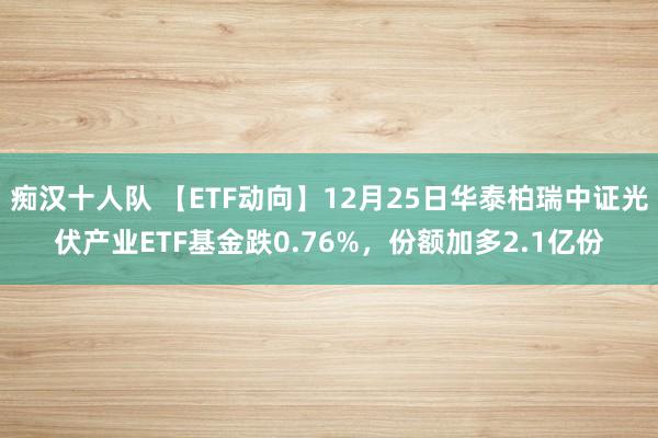 痴汉十人队 【ETF动向】12月25日华泰柏瑞中证光伏产业ETF基金跌0.76%，份额加多2.1亿份