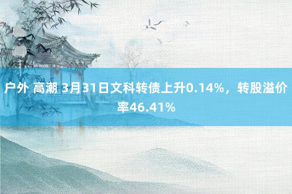 户外 高潮 3月31日文科转债上升0.14%，转股溢价率46.41%