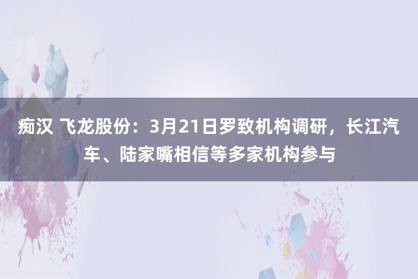 痴汉 飞龙股份：3月21日罗致机构调研，长江汽车、陆家嘴相信等多家机构参与
