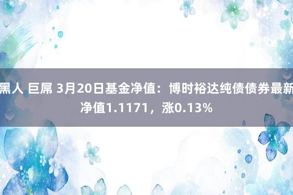 黑人 巨屌 3月20日基金净值：博时裕达纯债债券最新净值1.1171，涨0.13%