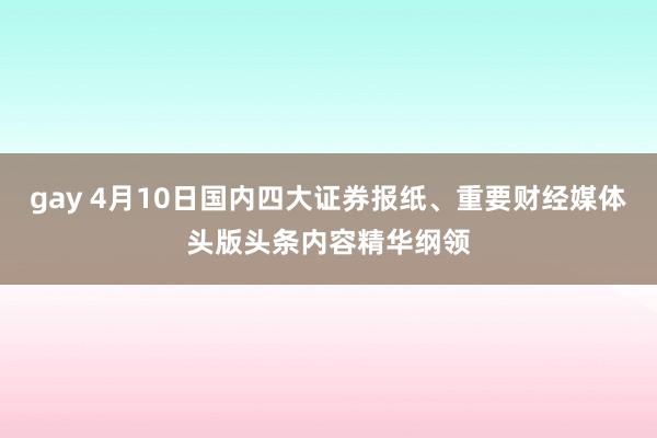 gay 4月10日国内四大证券报纸、重要财经媒体头版头条内容精华纲领