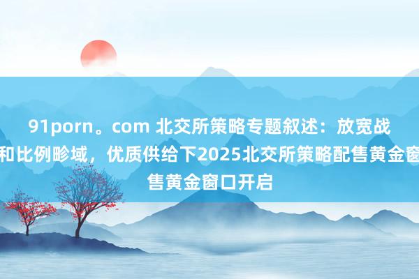 91porn。com 北交所策略专题叙述:放宽战配宗派和比例畛域,优质供给下2025北交所策略配售黄金窗口开启