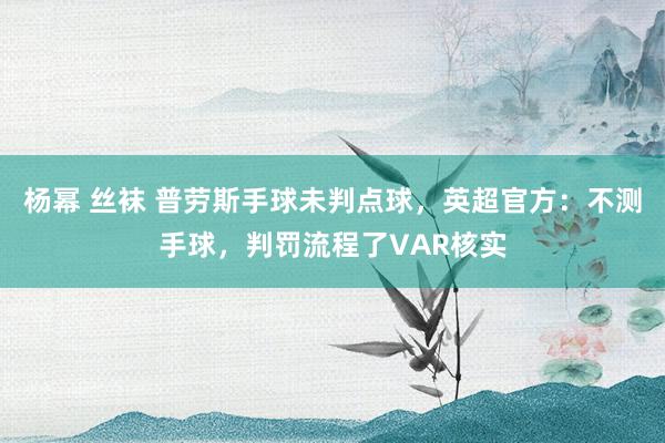 杨幂 丝袜 普劳斯手球未判点球，英超官方：不测手球，判罚流程了VAR核实