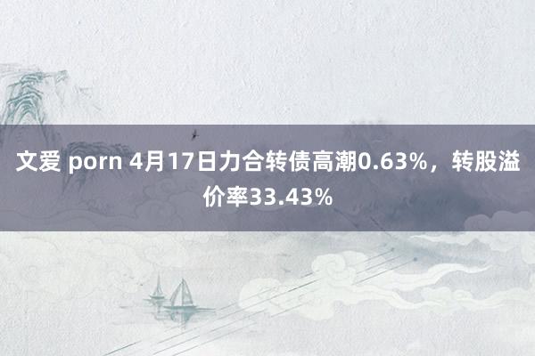 文爱 porn 4月17日力合转债高潮0.63%，转股溢价率33.43%