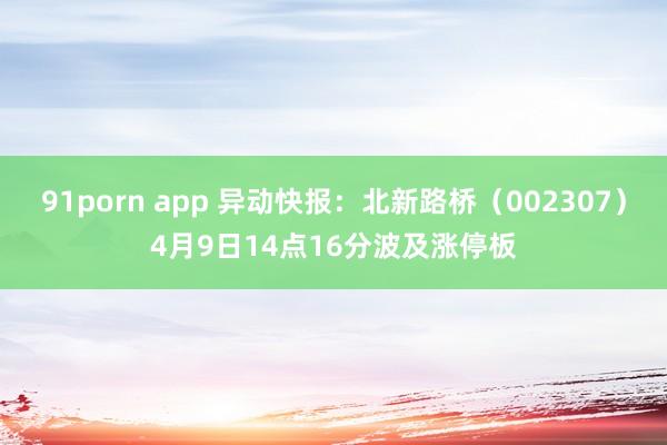 91porn app 异动快报：北新路桥（002307）4月9日14点16分波及涨停板
