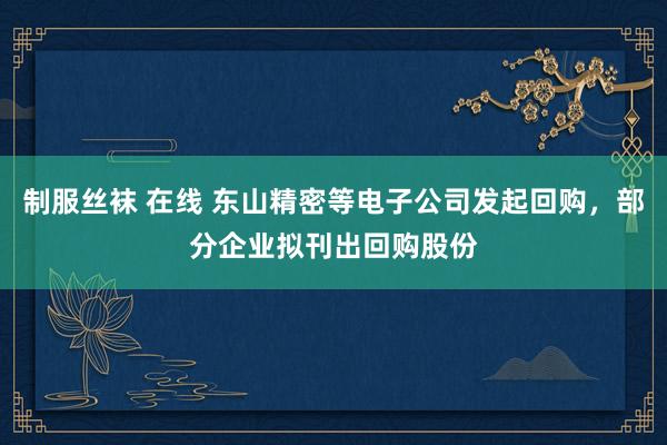 制服丝袜 在线 东山精密等电子公司发起回购，部分企业拟刊出回购股份