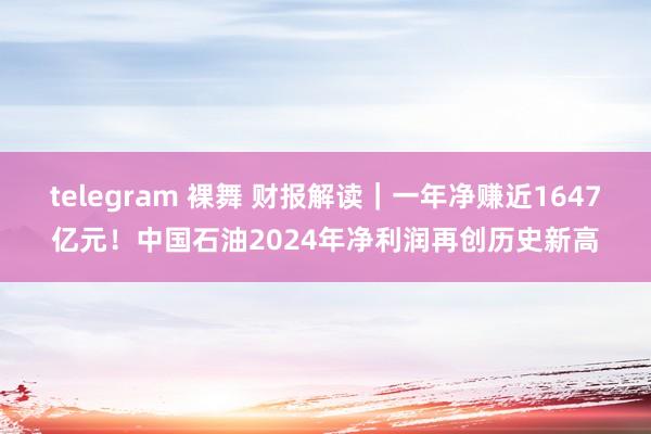 telegram 裸舞 财报解读｜一年净赚近1647亿元！中国石油2024年净利润再创历史新高