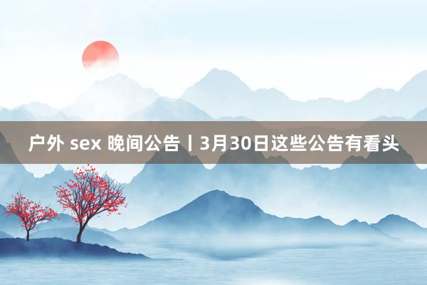 户外 sex 晚间公告丨3月30日这些公告有看头