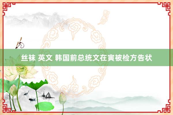 丝袜 英文 韩国前总统文在寅被检方告状