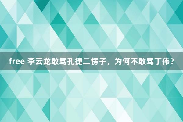 free 李云龙敢骂孔捷二愣子，为何不敢骂丁伟？